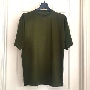 Olive Green Top Large Short Sleeves Tee